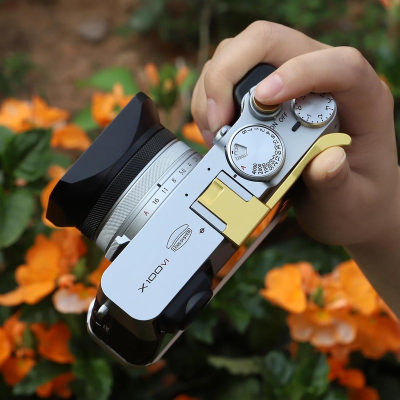 Haoge قبضة الإبهام المعدنية THB-XVG ليد الكاميرا Fujifilm X100VI Fujinon X100V ملحقات الكاميرا حذاء ساخن ذهبي - Image 3